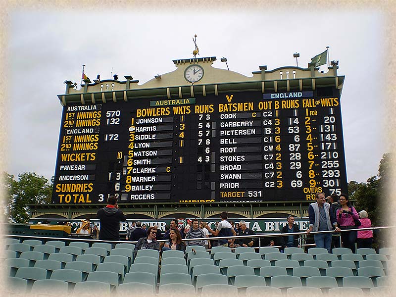 front of scoreboard